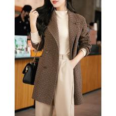 批发冬季新款单面呢大衣女时尚千鸟格高级感羊毛外套2025年小个子<b class='q'>妈妈</b>