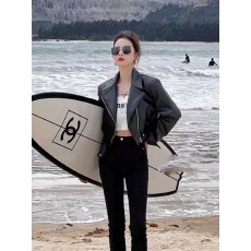 批发欧货翻领短款pu皮外套女2023<b class='q'>秋</b>冬新款高级感机车炸街小个子皮夹克