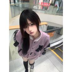 原版高质量拼皮全刺绣 美式字母刺绣拼色棒球服外套男女春季夹克