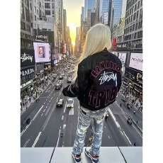 批发夹棉 美式复古撞色pu皮拼接刺绣棒球服外套<b class='q'>男</b>国潮牌高街情侣<b class='q'>夹克</b>