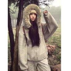 批发德绒面料可拆卸毛领拉链开衫卫衣男连帽情侣外套