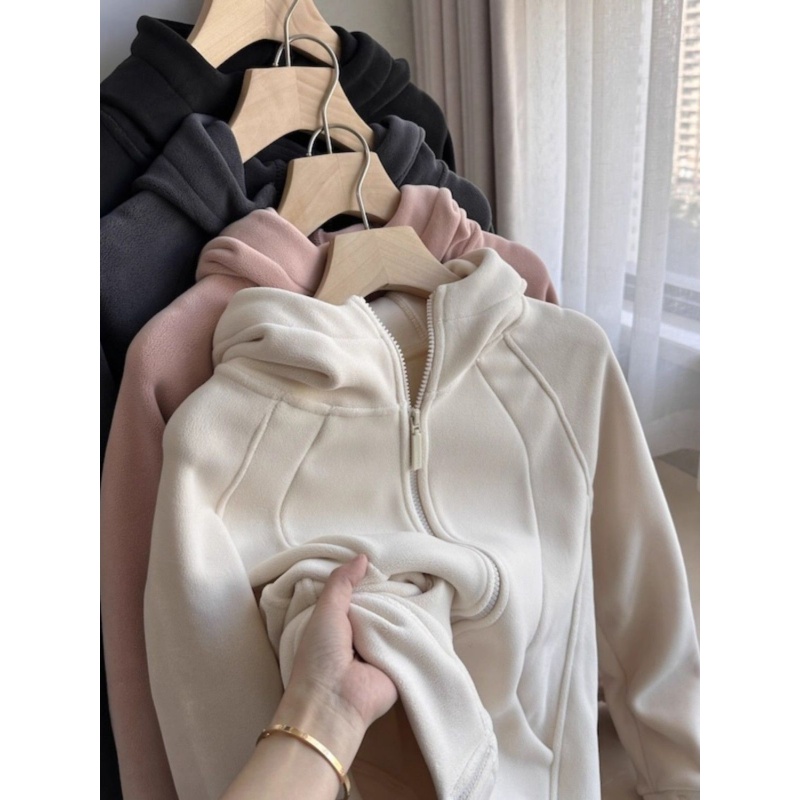 密实保暖澳绒 显瘦腰身 25秋冬休闲连帽毛绒卫衣 外套