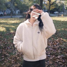 批发有内衬韩系羊羔毛长袖外套<b class='q'>女</b>冬季2025新款高级感宽松百搭潮