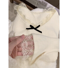 批发纯欲蕾丝花边羊绒打底衫女秋冬季设计感修身内搭保暖<b class='q'>长袖</b><b class='q'>t</b><b class='q'>恤</b>上衣