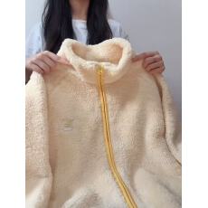 批发原版布料黄色羊羔绒韩系立领奶黄色羊羔毛棉衣外套