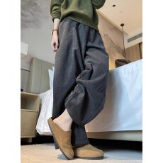 批发380g星空呢 灰色加厚毛呢阔腿裤子大码秋冬休闲<b class='q'>运动</b>卫裤梧桐裤