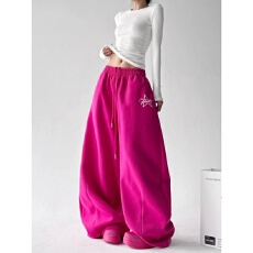 批发巨好看2025秋冬装新款运动裤女加厚显瘦高腰束脚宽松学生休闲卫裤