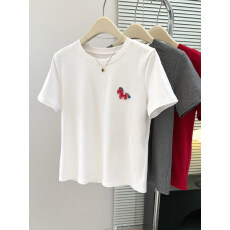 批发实拍立体卡通刺绣短袖T恤女夏季韩版宽松<b class='q'>显瘦</b>打底衫内搭外穿上衣