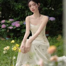 批发茶歇法式气质吊带连衣裙女2026夏季新款新中式国风收腰显瘦长裙子