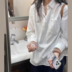 批发官图秋季韩系新款白色衬衫女内搭高级感设计感小众长袖上衣