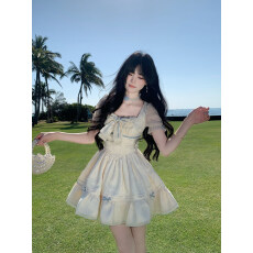 批发Blovelan白羽晴澜 甜美立体<b class='q'>提花</b>拖尾氛围感蓬蓬公主<b class='q'>连衣裙</b>生日裙