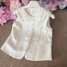 批发新中式简约刺绣法式蕾丝上衣小个子时尚<b class='q'>女款</b>优雅气质百搭马甲背心