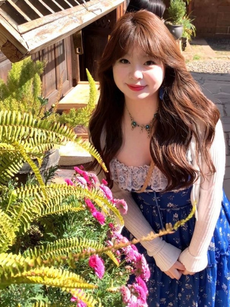 고급 센스 톰 글 래 원인 블루 꽃무늬 레이스 슬립 롱 스커트 빅 사이즈 지방 mm 프랑스식 휴가 바람 분위기 센스 드레스