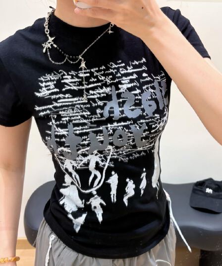 40 220 그램 빗질하다 92 면 8 암모니아 Lun 이후 패키지 칼라 몸매 가꾸기 슬림해 보이는 긍정적 인 어깨 반팔 티셔츠 여성
