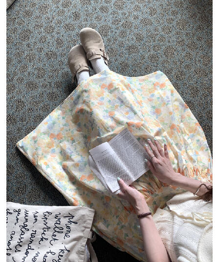 프랑스식 2026 새로운 헤일로 염색 꽃 반신 스커트 한 부서 품격 루즈핏 캐주얼 다용도 치마 유화 센스 치마