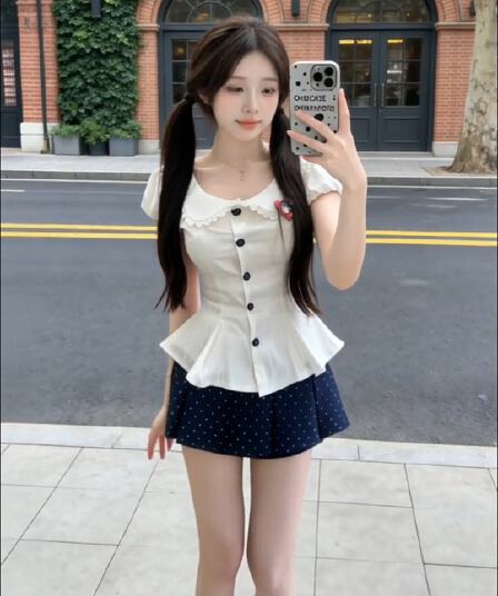경관 그림 정가 바다 소금 우유 표지 여름 디자인 센스 순수한 욕망 핫걸 바람 반팔 셔츠 달콤함 맨위