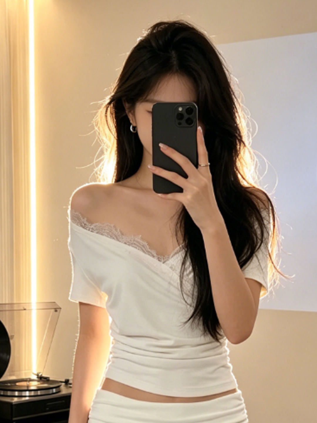 260 그램 사람들 면 부드러운 바람 고유 한 슈퍼 잘 생긴 V넥 허리 수축 슬림해 보이는 반팔 티셔츠 여성 작은 대중 아니요 명중 섹션 맨위