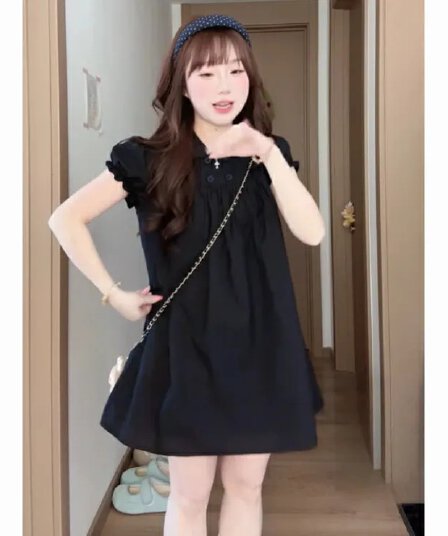 일본식 레트로 체크무늬 폴로 칼라 반팔 여성 드레스 여름 새로운 학원 스타일 루즈핏 외국 가스 슈퍼 잘 생긴 미니 스커트