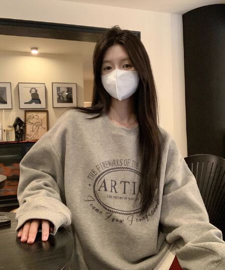 경관 그림 새로운 모방 Mianhua 면 복합 얇은 스타일 310g 털이 있는 400g 라운드 넥 후드티 여성 프린트 국경 간