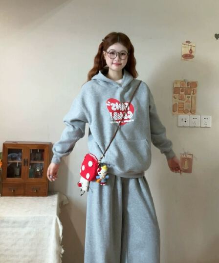후아 면 복합 없음 모자 로프 있음 주머니 후드 티 스웨터 여성 얇은 스타일 털이 있는