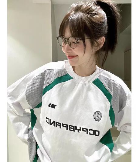 프린트 원본 원단 2026 새로운 oversize 배색 운동 바람 다용도 후드티 여성