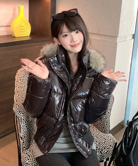 2026 한국 스타일 사설 서비스 아메리칸 레트로 밝은 얼굴 방수 오염 방지 몸매 가꾸기 작은 키 아래 면화 의류 두꺼운 재킷