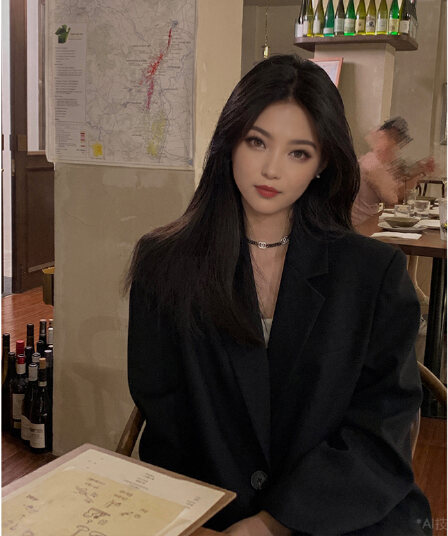 원본 것 검정색 정장 여성 코트 봄 가을 고급 센스 튀김 거리 한국 스타일 루즈핏 캐주얼 정장 작은 키