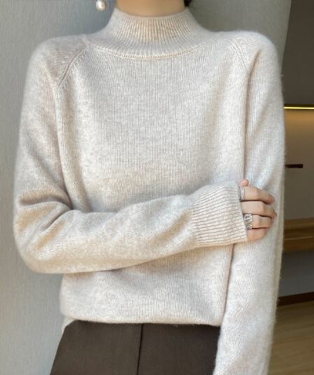 반하이넥 부드러운 찹쌀 양모 스웨터 여자 가을 겨울 새로운 고급 센스 몸매 가꾸기 품격 인사이드 잡아라. 의류 니트 기본 셔츠