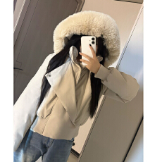 批发韩系设计感斜门襟2026冬季毛领派克<b class='q'>服</b>羽绒棉<b class='q'>服</b>女短款棉袄加厚外套