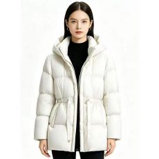 批发气质连帽<b class='q'>羽绒服</b>女士中长款收腰显高显瘦泡芙外套冬季加厚保暖新款
