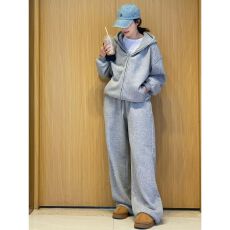 批发时尚盐系秋冬季运动服套<b class='q'>装</b>女连帽卫衣卫<b class='q'>裤</b><b class='q'>韩版</b>宽松减龄休闲两件套