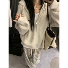 批发韩系连帽拉链毛衣女秋冬2025新款内搭慵懒高级感针织<b class='q'>开衫</b><b class='q'>卫衣</b>外套