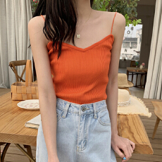 批发夏季女装新款<b class='q'>韩版</b>修身竖纹针织<b class='q'>打底衫</b>性感显瘦简约纯色细吊带背心