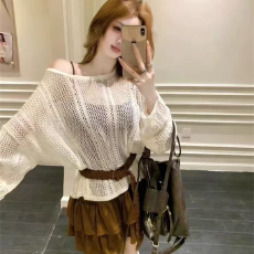 批发韩系慵懒风镂空针织衫上衣薄女早春夏季宽松休闲百搭防晒罩衫