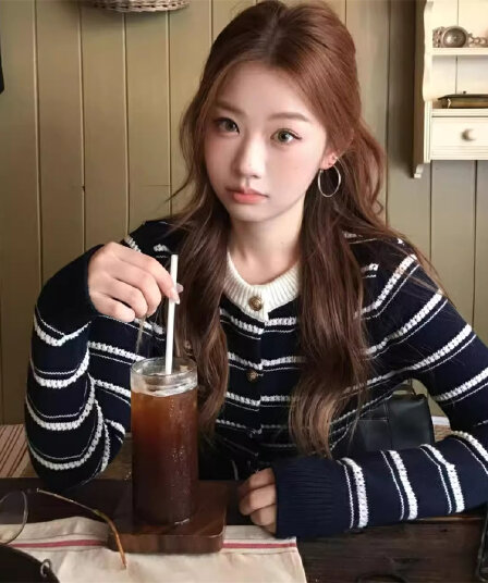 한 부서 스트라이프 긴팔 니트 오픈 가디건 여성 가을 겨울 착용 가져 가라. 몸매 가꾸기 허리 수축 쇼트 스타일 스웨터 아름다운 그레이트 봐. 의류