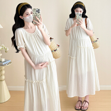 批发实拍 2026夏装新款韩版小清新甜美孕妇<b class='q'>连衣裙</b>短袖中长款