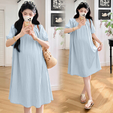 批发实拍~ 2026夏装新款法式气质v领<b class='q'>孕妇</b><b class='q'>连衣裙</b>中长款