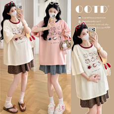 批发实拍2026夏装新款韩版<b class='q'>孕妇</b><b class='q'>宽松</b>休闲<b class='q'>上衣</b>+<b class='q'>孕妇</b><b class='q'>裙套装</b>