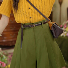 批发夏季新款港风复古休闲短裤女高腰百搭裤子