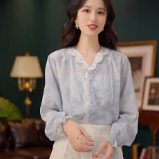 批发雪色三分欧<b class='q'>若</b>风女长袖休闲衬衫春宽松内搭衬衣+长裙