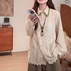 批发【摇太阳】秋冬季新款设计感太阳花洋气<b class='q'>打底衬衫</b>女