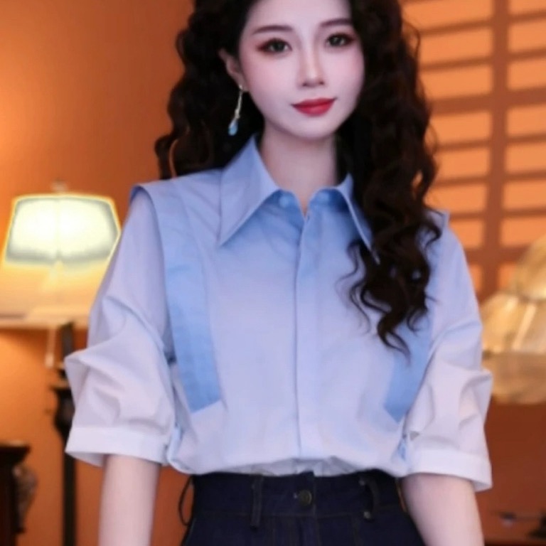 버블 물 홍콩 느낌 레트로 패션 품격 반팔 맨위