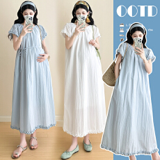 批发实拍孕妇装2026<b class='q'>夏</b>季新款打缆设计木耳边小露背百搭中长款连衣裙