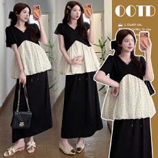 批发实拍~<b class='q'>孕妇装</b>2026夏季新款拼接娃娃衫遮肉上衣+<b class='q'>孕妇</b><b class='q'>半身裙</b>套装