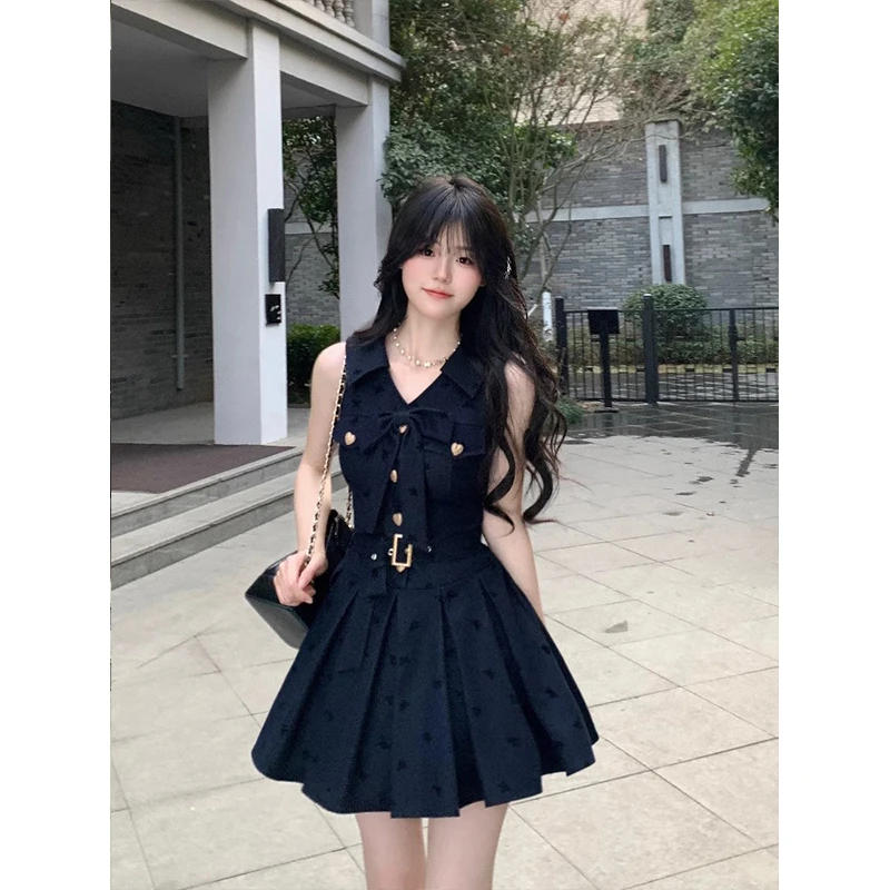 FA34897# 新款韩系流行爆款千金风收腰显瘦百褶连衣裙女夏 服裝批發女裝批發服飾貨源