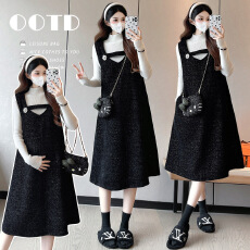 批发实拍~2025孕妇装秋冬款时尚背心裙宽松减龄+高领毛衣两件套