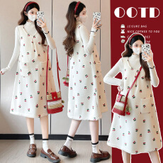 批发实拍~<b class='q'>孕妇装</b>秋冬毛毛背心裙，加绒加厚+打底毛衣保暖休闲百搭套装