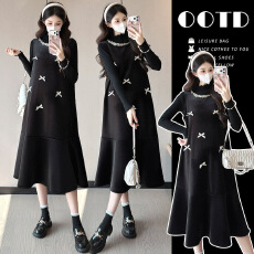 批发实拍~孕妇装秋冬款加绒，加厚，时尚款韩国绒背心裙+高领打底套装