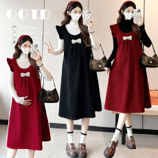 批发实拍~孕妇装秋冬款时尚款红色背心裙 + 喜庆优雅两件套