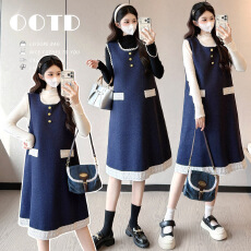 批发实拍~孕妇装秋冬款时尚毛呢背心裙，优雅<b class='q'>百搭</b>连衣裙白色打底套装